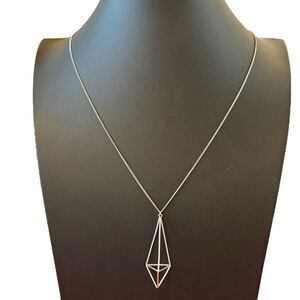 Striking Geometric Sterling Silver Pendant Necklace.